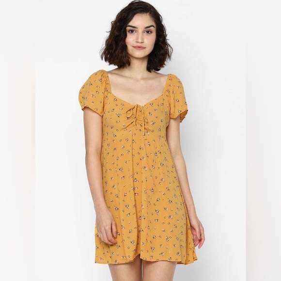 American Eagle Outfitters Dresses & Skirts - 🦋 American Eagle Outfitters Yellow Floral Mini Dress Casual Spring Summer Small